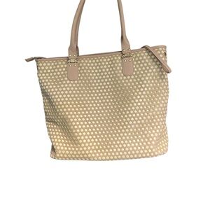 Charming Charlie light brown Tote with Polka Dots